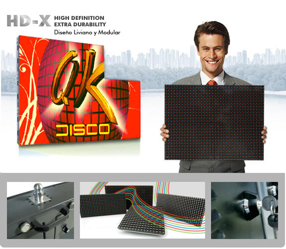 Las pantallas gigantes de leds tricolor cuentan con un dise�o delgado de instalaci�n muy vers�til.