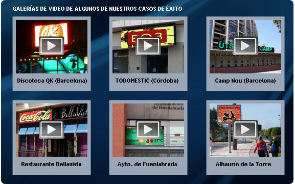 Galer�a de video de nuestros proyectos de pantallas gigantes de leds tricolor.