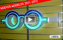 R&oacute;tulos para &oacute;ptica con forma de gafas de leds