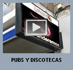 Simulaci�n con im�genes y videos de banderolas publicitarias de leds como reclamo en pubs.